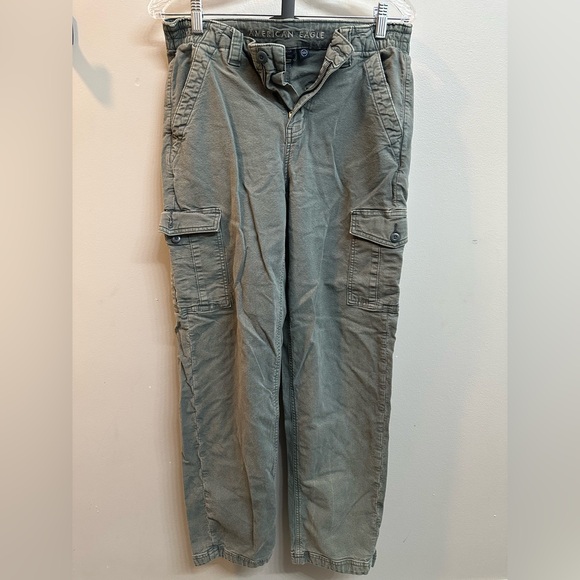 American Eagle Stretch Cargo Straight Pants, size 8, dark teal, great condition. - Picture 1 of 4